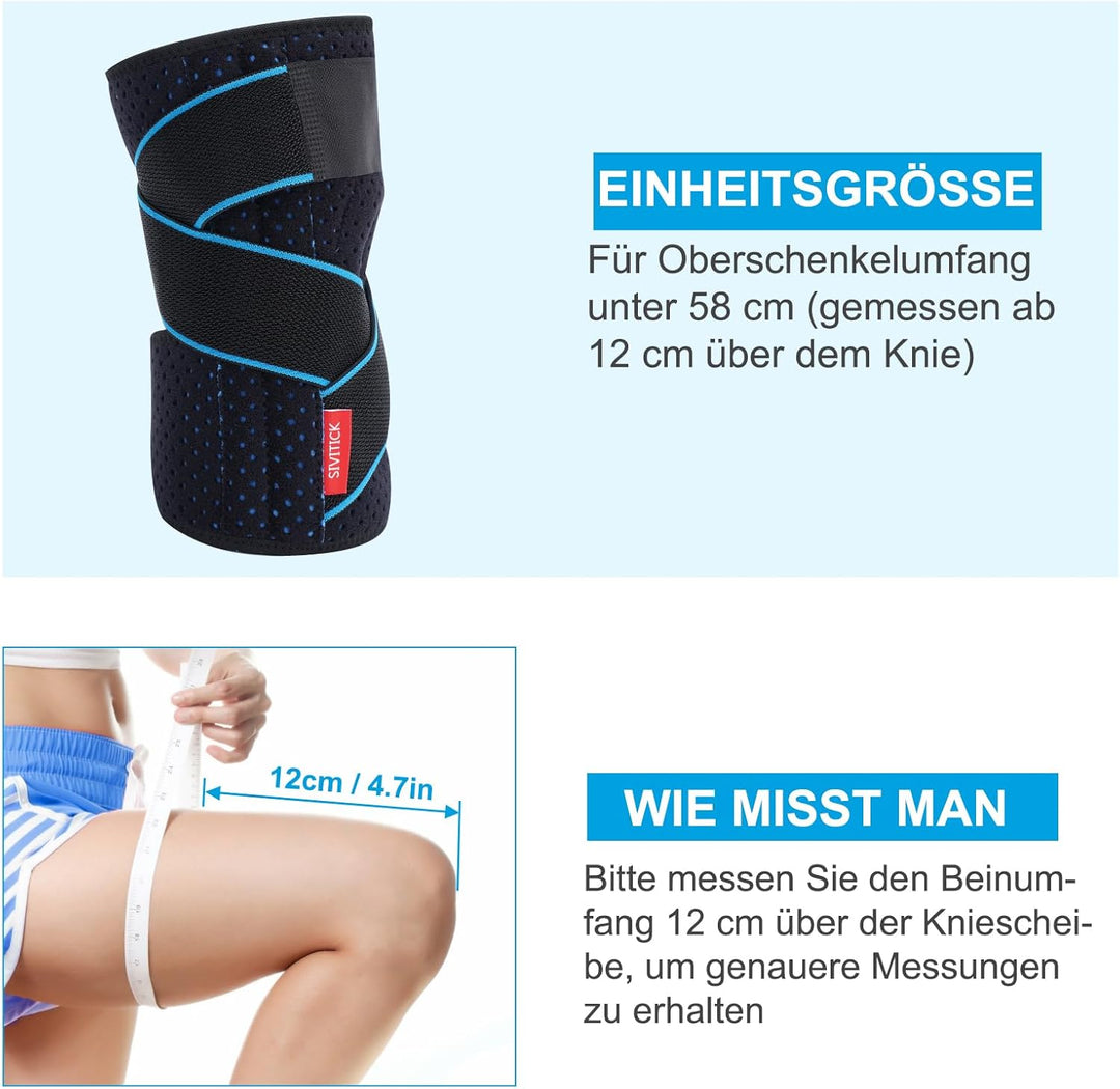 SIVITICK Kniebandage Damen Männer Einstellbare Kniestütze mit Seitenstabilisatoren & Patella Gel Pad