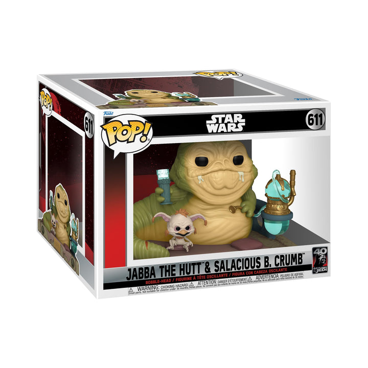 Funko Pop! Deluxe: RotJ 40th - Jabba mit Salacious - Star Wars - Vinyl-Sammelfigur - Geschenkidee -