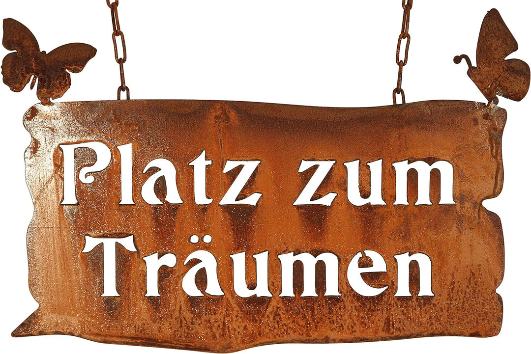 Manufaktur-Lichtbogen Rost Schild Platz zum Träumen 31x46 cm Edelrost Schild Gartendeko