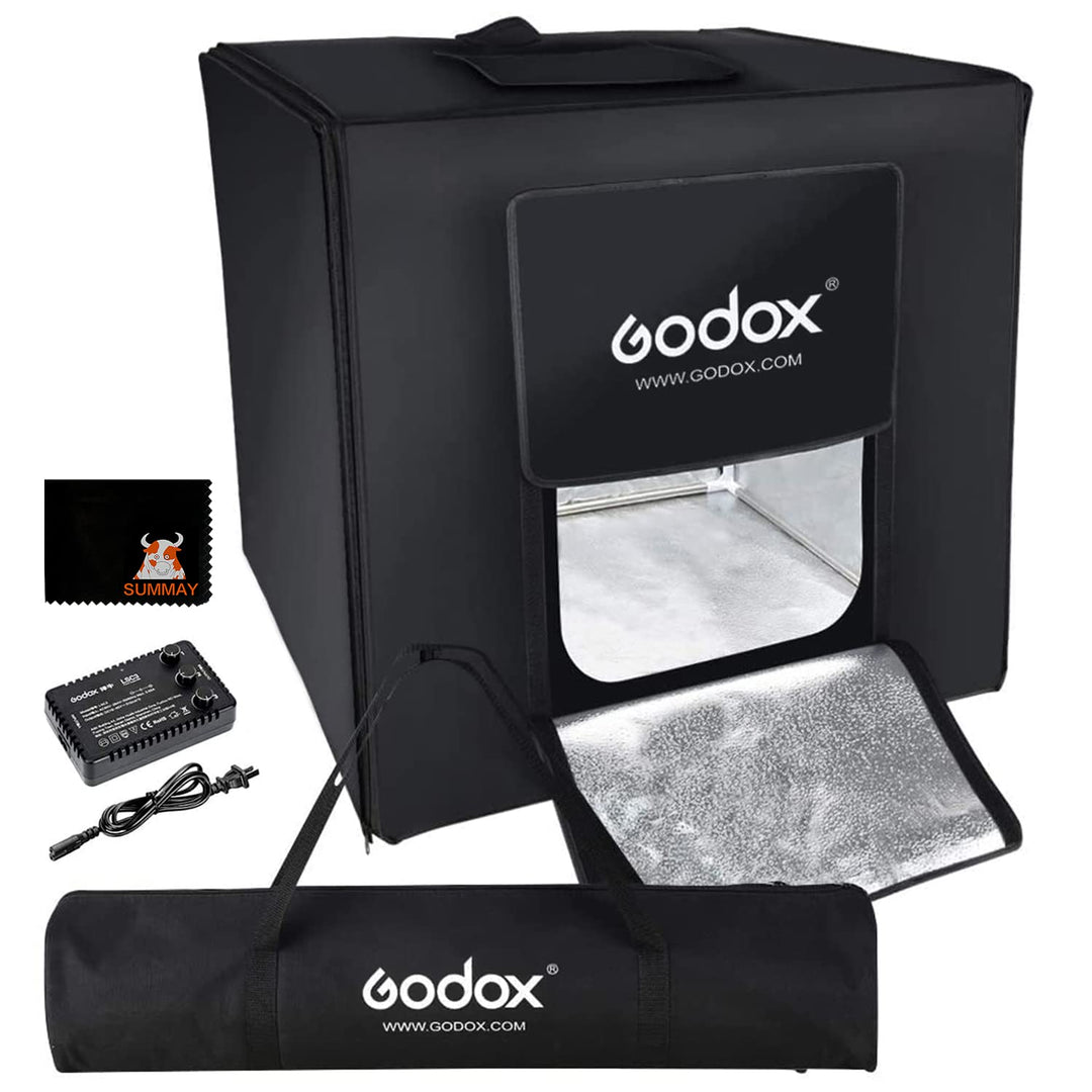 Godox LSD80 Mini LED Fotostudio 80 x 80 x 80 cm mit 2 Stück LED Lampenband Leistung 60 W 10000~11000