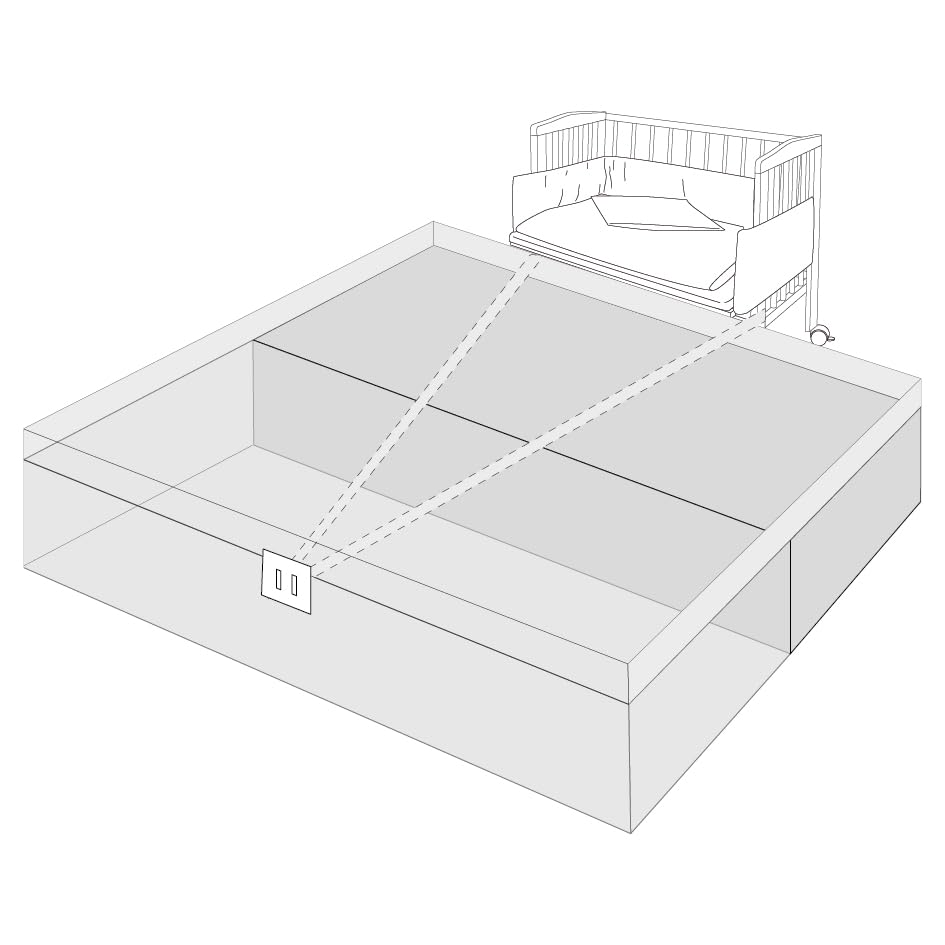 Waldin Beistellbett mit Matratze, höhen-verstellbar, Holz Natur unbehandelt,Grosse Liegefläche 90x55