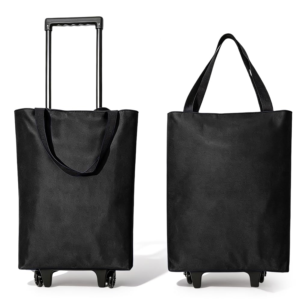 Einkaufstrolley Klappbar 30L, 2-in-1 Einkaufswagen Modern mit Tasche, Leichter Shopping Trolley bis