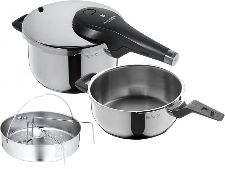 WMF Perfect Premium Schnellkochtopf Set 3-teilig 4,5l + 3,0l mit Einsatz-Set, Schnelltopf 22 cm, Cro