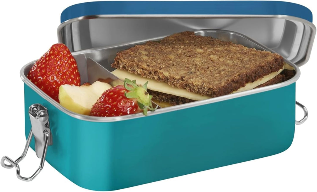 Step by Step Edelstahl-Lunchbox „Starship“ blau, mit herausnehmbarer Trennwand, Dichtung und Clip-Ve