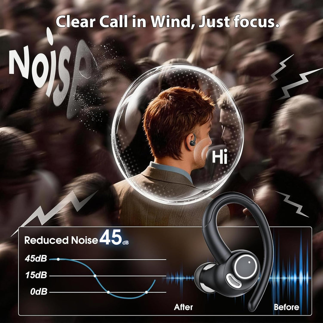 Bluetooth Kopfhörer Sport in Ear Kopfhörer Kabellos Bluetooth mit Ohrbügel schwarz, schwarz