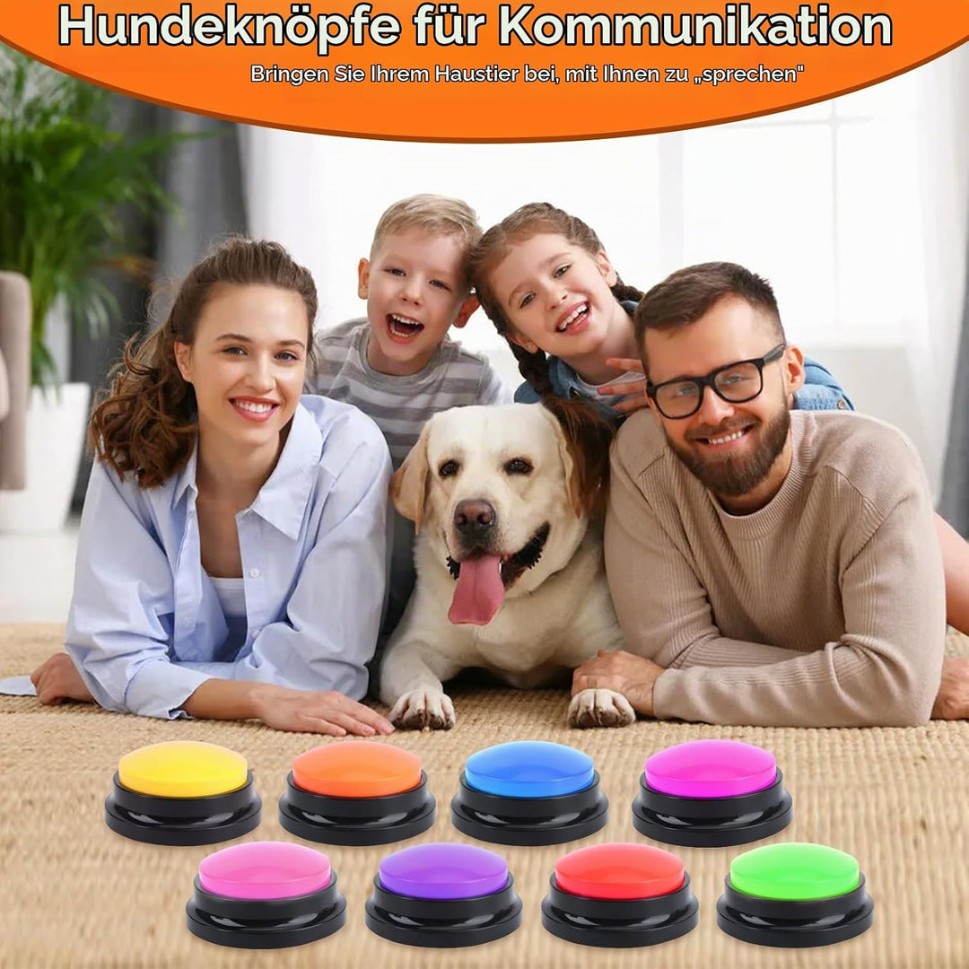 8 Stück Sprechende Hundetasten mit Aufnahmefunktion, 30 Sekunden Aufnahmezeit, Kommunikationsknöpfe