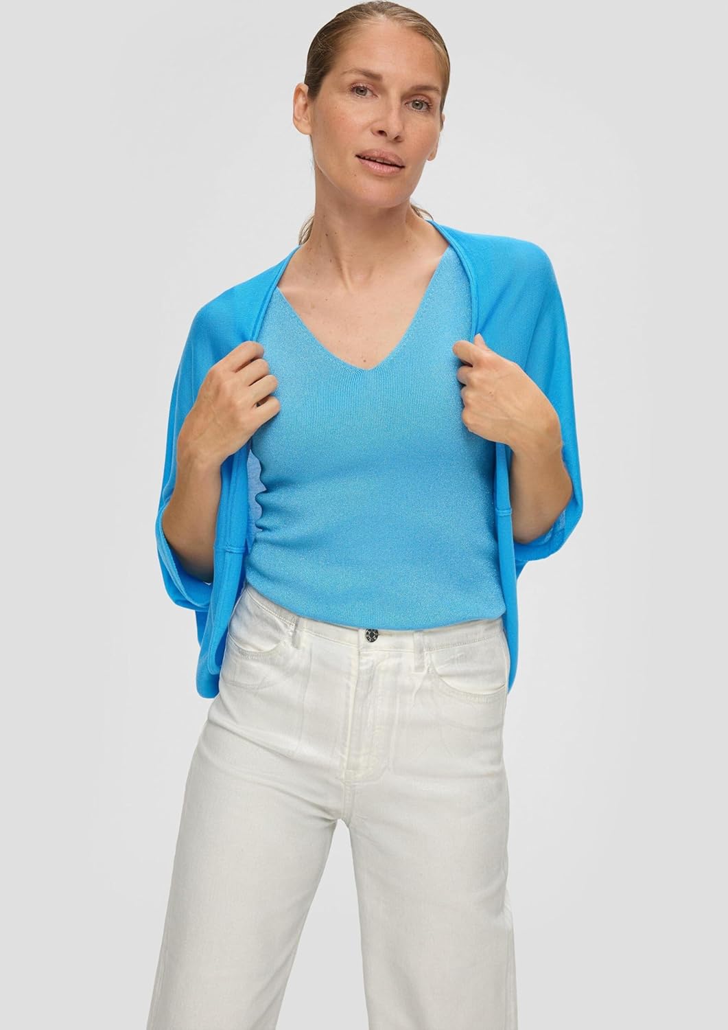 s.Oliver BLACK LABEL Damen Poncho Einheitsgrösse BLUE GREEN 6430, Einheitsgrösse BLUE GREEN 6430