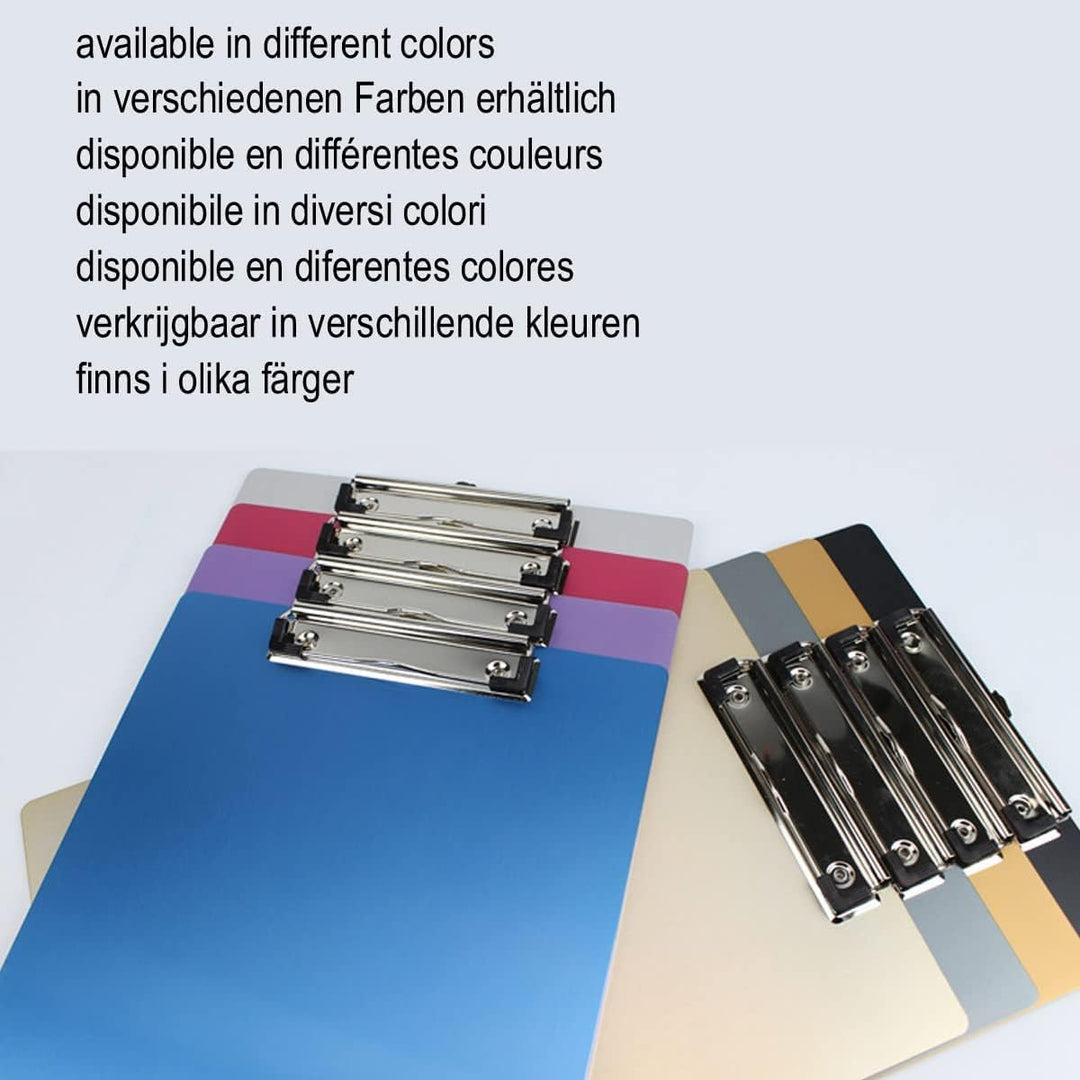 6er Alu Klemmbrett A4 mit gummierter Metalklemme, Schreibbrett DIN A4 mit Aufhängeose, Pad Halter Cl