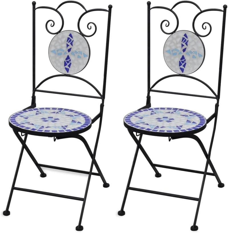 homiuse 37x44x89 cm Bistrostühle Klappbar 2 STK. Keramik Blau und Weiss Esszimmerstuhl Klappstuhl Ga