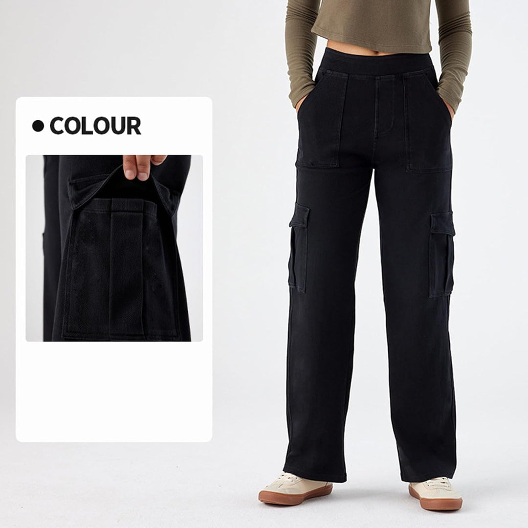 Wide Leg Jeans Damen Cargohose Sommerhosen Leicht Stretch Latzhose Bequeme High Waist Weites Bein Ba