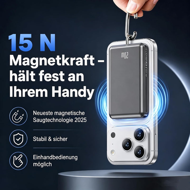iPhone Powerbank für Magsafe, Dünn &amp; Leicht 10000mAh Magnetische Power Bank Schwarz, Schwarz