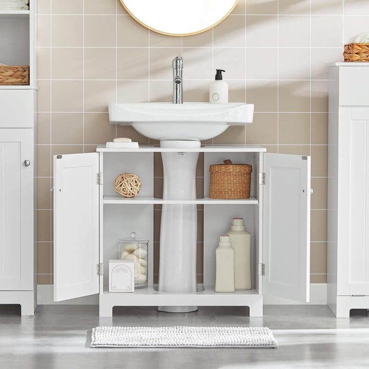 SoBuy BZR18-II-W Waschbeckenunterschrank Badschrank Waschtisch Unterschrank Badmöbel weiss BHT ca: 6