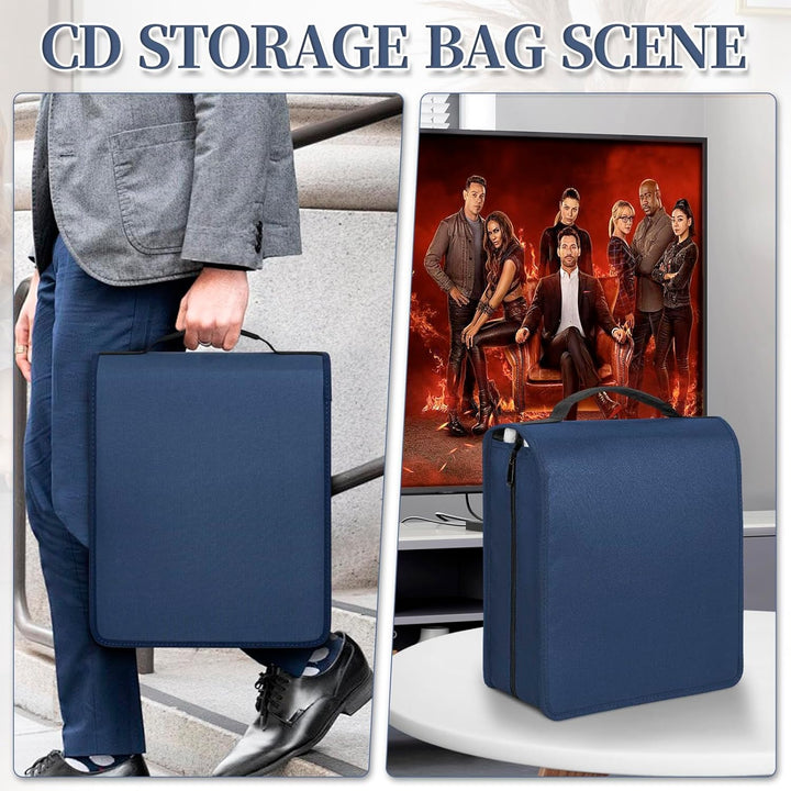 AKOZLIN DVD CD Aufbewahrungsbox mit extra Breiten Titelblättern,tragbarer Binderhalter,Brieftasche,A