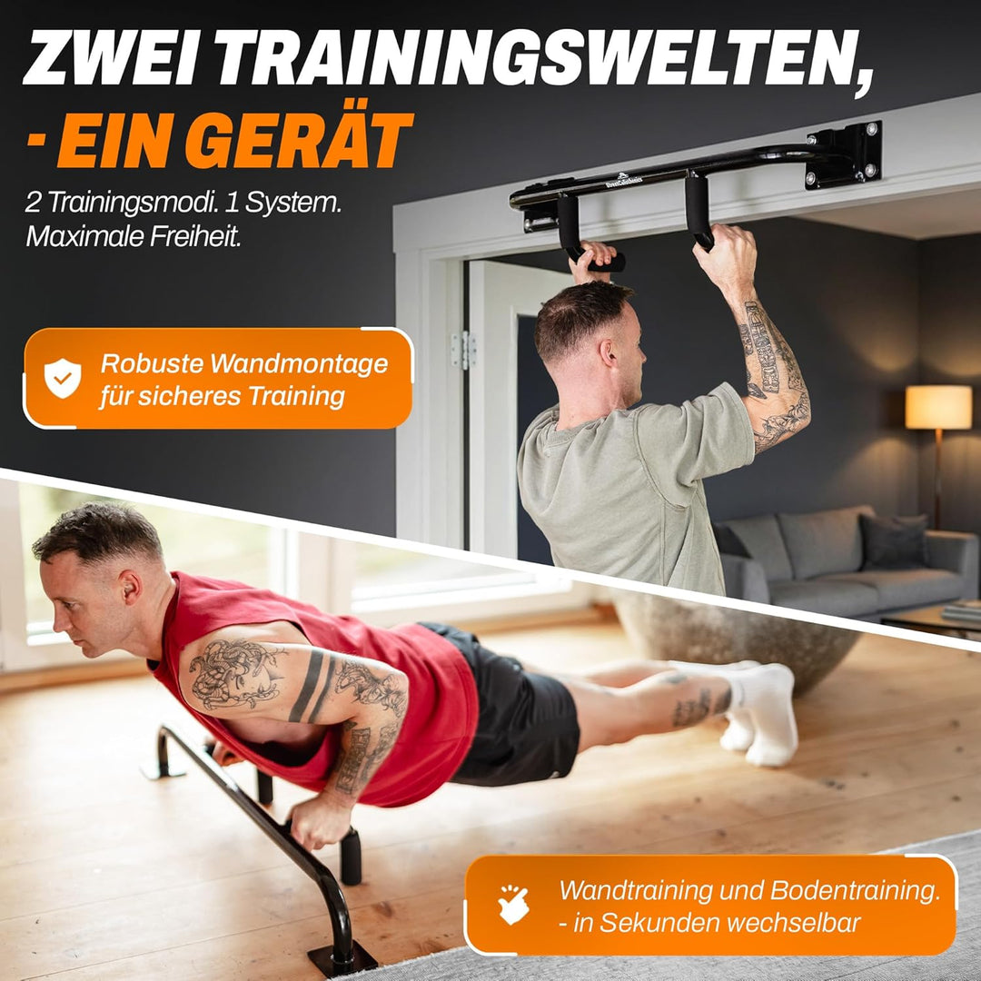 DuoBar Klimmzugstange [Wandmontage Abnehmbar] Calisthenics Equipment Homegym für Zuhause Pull Up Bar