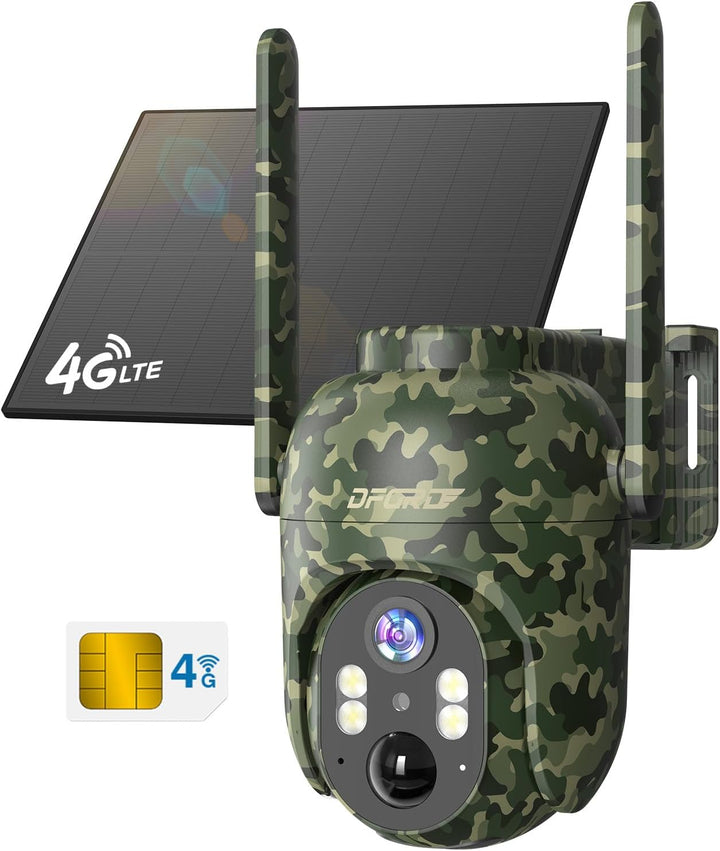 4G LTE Solar Wildkamera mit SIM Karte, 2K PTZ Überwachungskamera mit Handyübertragung App, 355° Schw