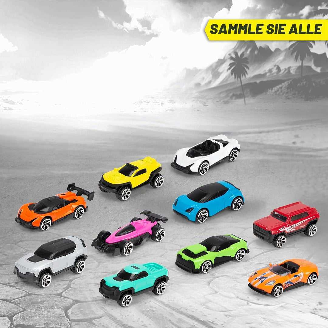 Dickie Toys - Grosses Spielzeugauto-Set mit 10 Autos (je 7 cm) - 10 kleine Modellautos aus Metall mi