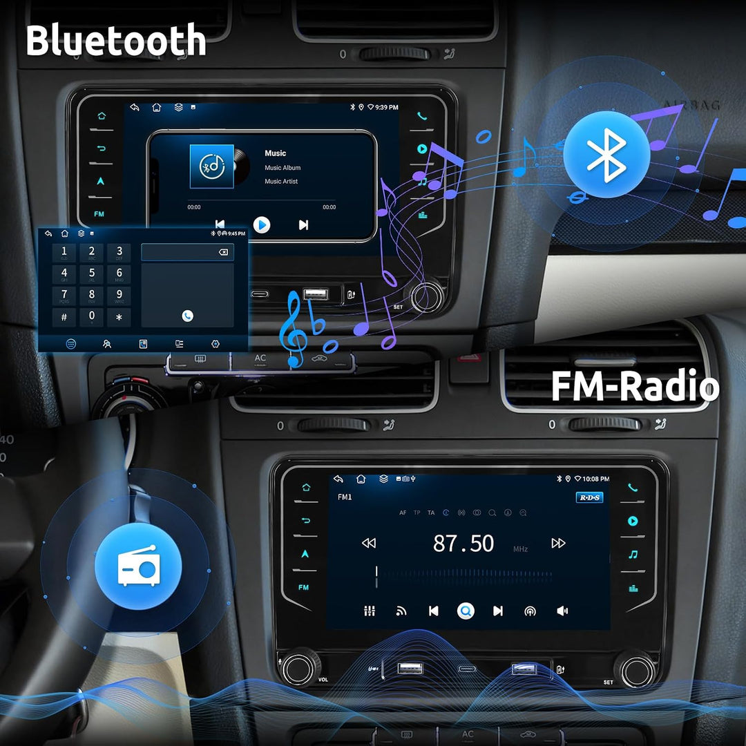 ESSGOO 4+64G Autoradio mit Kabelloses CarPlay Android Auto Für VW Golf 5 6 Touran Tiguan EOS Passat