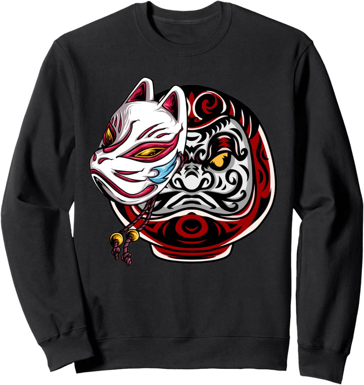 Japanisch Daruma Doll Japan Kultur Fuchs Mask Kitsune Sweatshirt