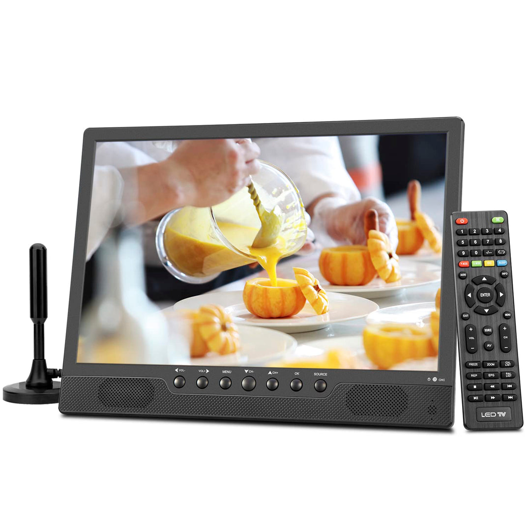 KCR 14.0 Zoll digitaler DVB-T2 tragbarer Fernseher, Freeview, wiederaufladbarer Akku, USB-Anschluss,