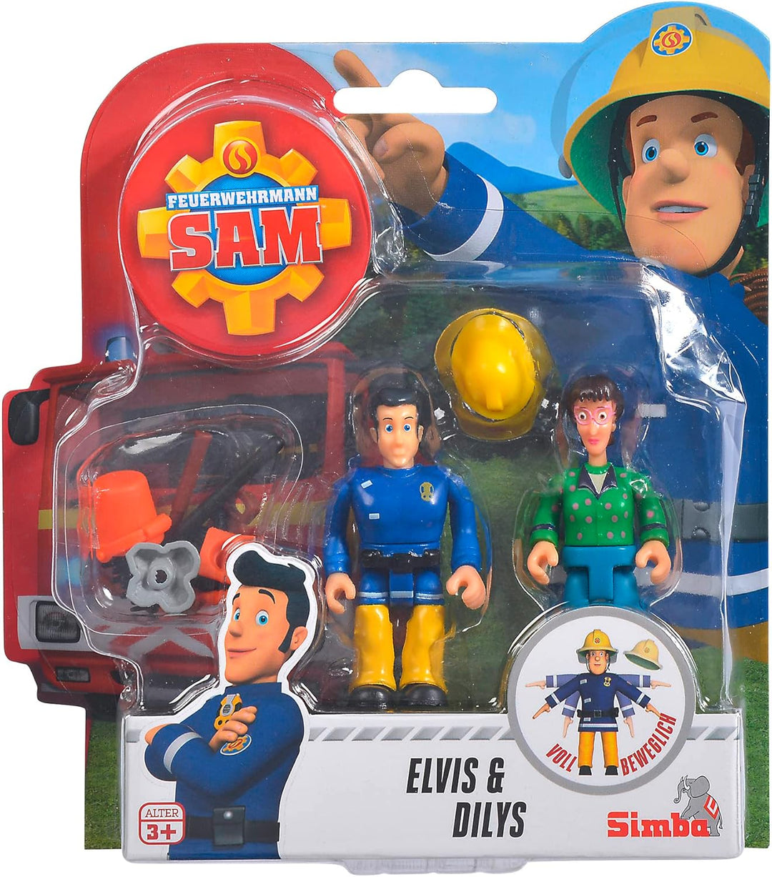 Simba 109251026 - Feuerwehrmann Sam Figuren Doppelpack Serie 2, 4-Sortiert, voll beweglich, 7, 5cm,