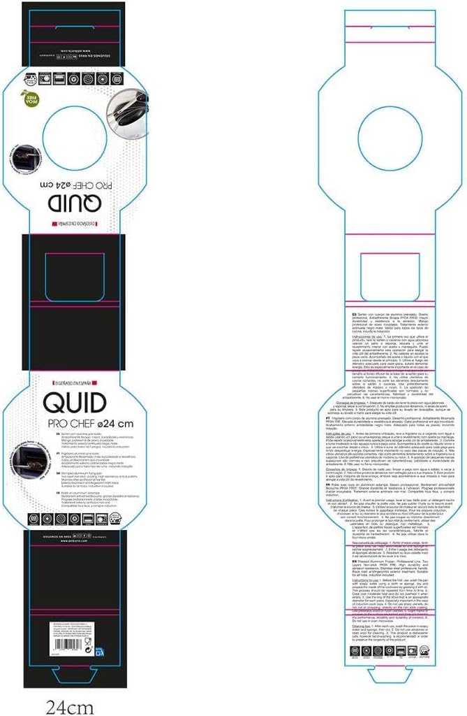 Quid Pfanne 24 cm Pro Chef Alum, Aluminium, Schwarz und Stahl, 5.49 cm, pfanne 24 cm