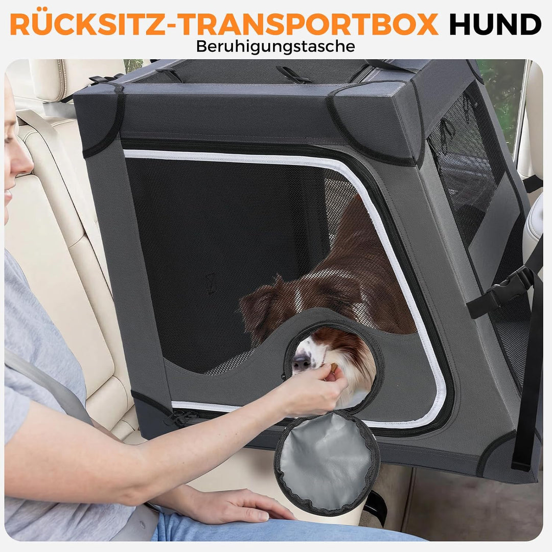 Snagle Paw Faltbare Transportbox,Stabiler Transportbox Hund Rückbank mit Kopfstützen-Gurt, Metallrah