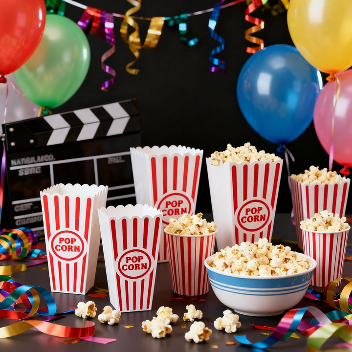 Novelty Place Kunststoff rot & weiss gestreiften klassischen Popcorn-Behälter für Movie Night - 7,8