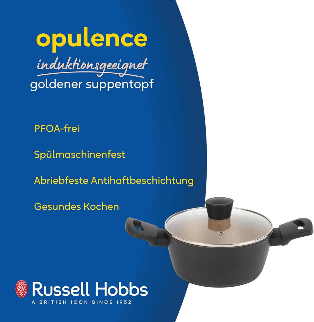 Russell Hobbs RH01669BEU7 Antihaft kochtöpf, 20cm / 2.6L Ungefähre Füllmenge, PFOA Frei töpf mit Gla