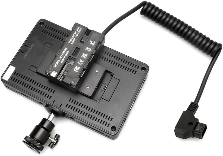 Andoer D-Tap zu doppelseitigem NP-F550 Dummy-Akku, Spiralkabel, DC-Koppler, Zubehör für Monitore/LED