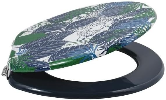 MSV WC Sitz Toilettendeckel MDF Holzkern "Rain Forest" Scharniere aus Edelstahl - hochwertige und st