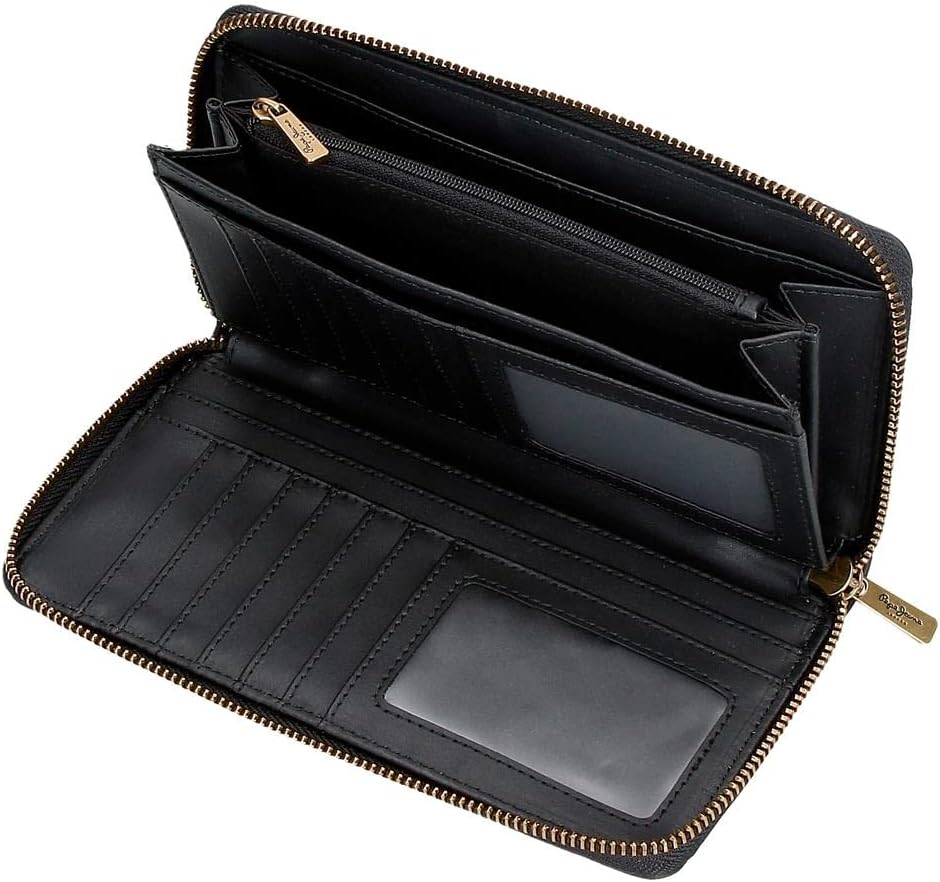 Pepe Jeans Aurora Geldbörse mit Kartenhalter Schwarz 19,5x10x2 cm Kunstleder Schwarz Aktentasche, Sc