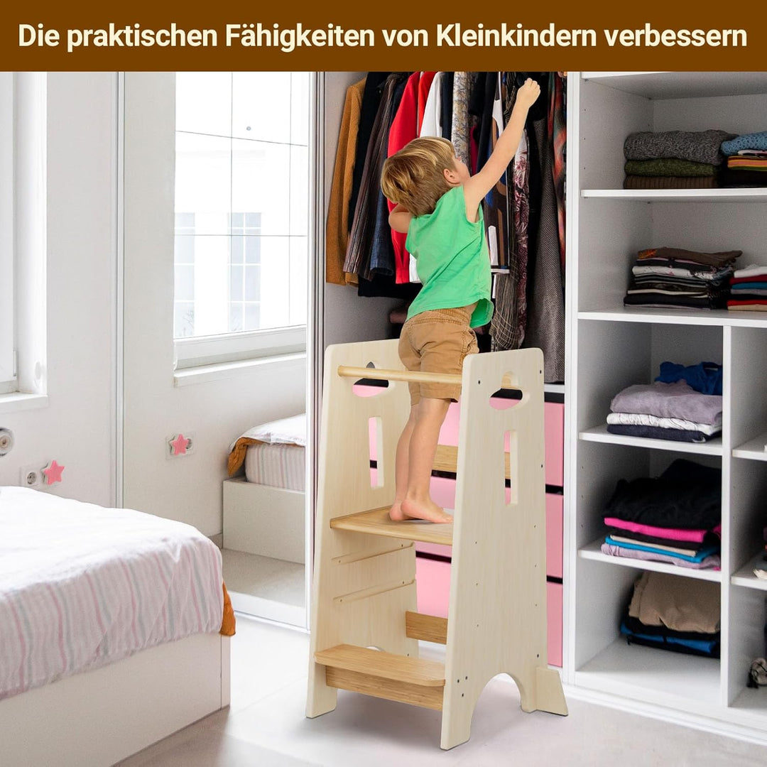 COSYLAND Lernturm ab 1 Jahr - Höhenverstellbarer Learning Tower für Kinder (3-stufig) - Montessori L
