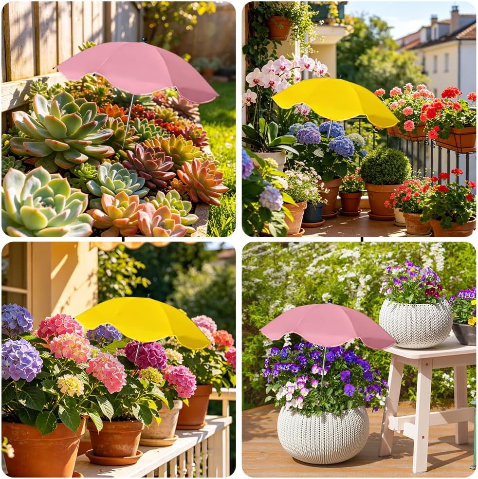 2 Stück Pflanzenschirm, Mini Sonnenschirm für Pflanzen, Sonnenschutz für Pflanzen Ø 60 cm, Verstellb