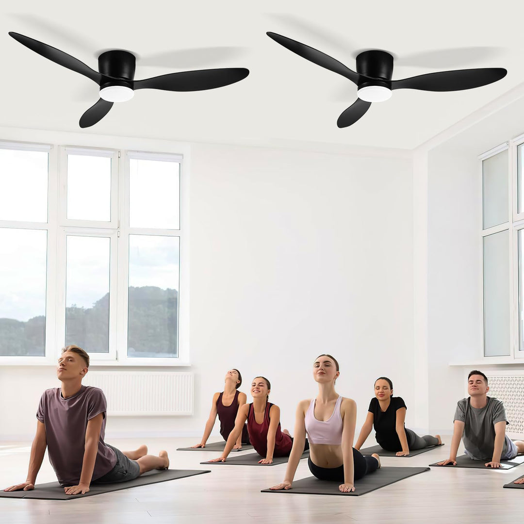 Fiqops 2x Deckenventilator mit Beleuchtung 132cm, Deckenleuchte mit Ventilator Fernbedienung und APP