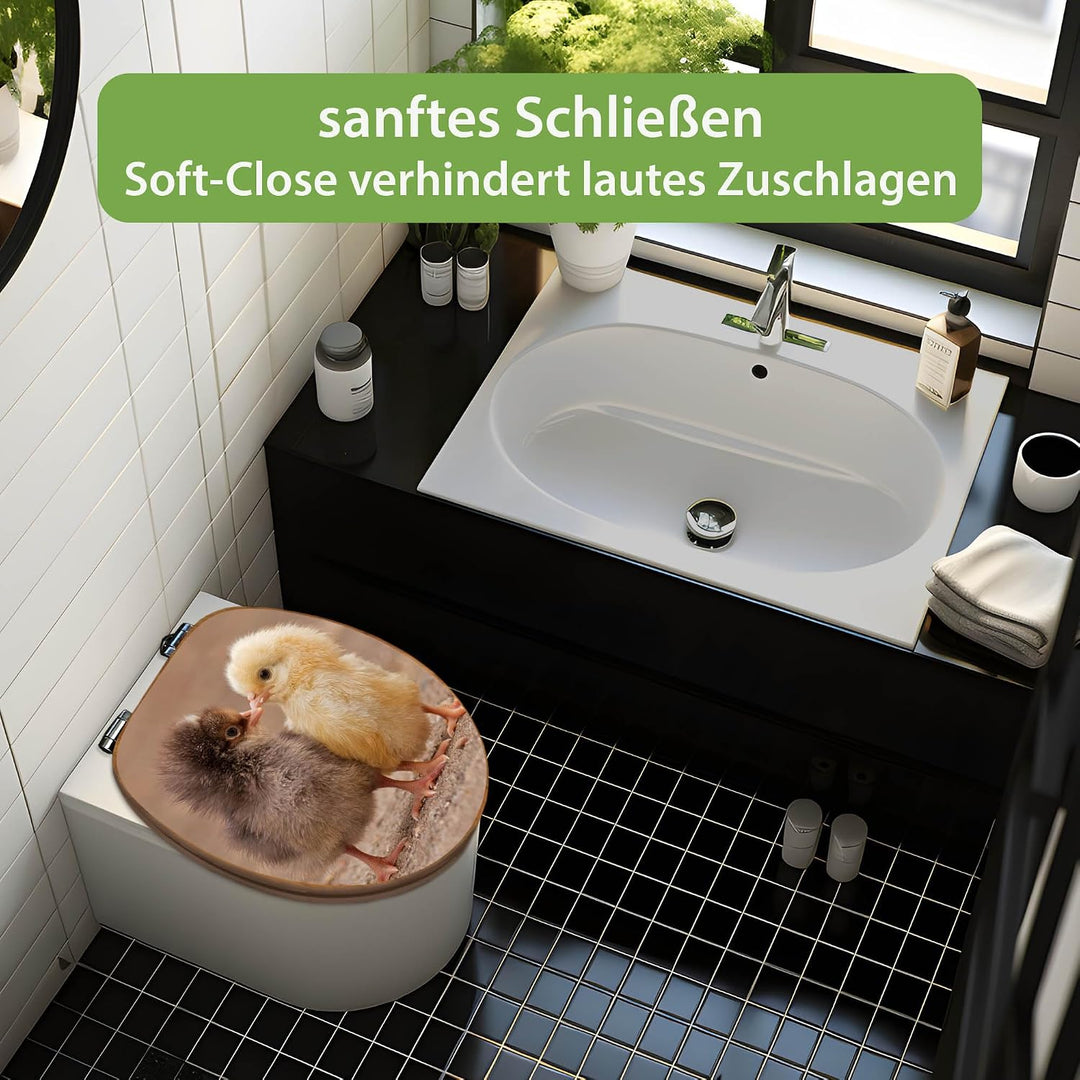 banjado Design WC Sitz Bambus Absenkautomatik 45,8x37,5cm - Toilettendeckel mit Absenkautomatik Holz