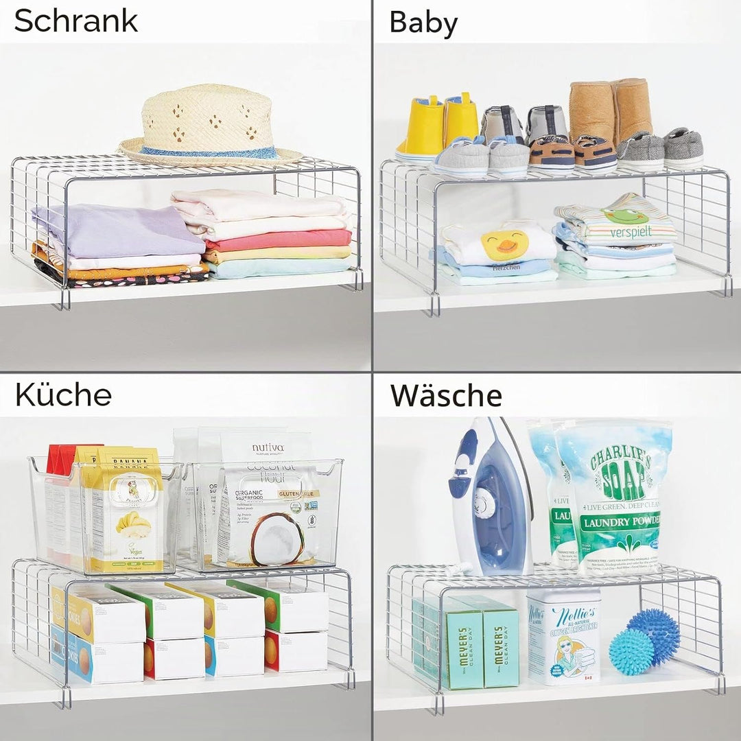 mDesign 2er-Set Drahtkorb für den Kleiderschrank – moderner Schrank Organizer mit 2 Ebenen für Kleid
