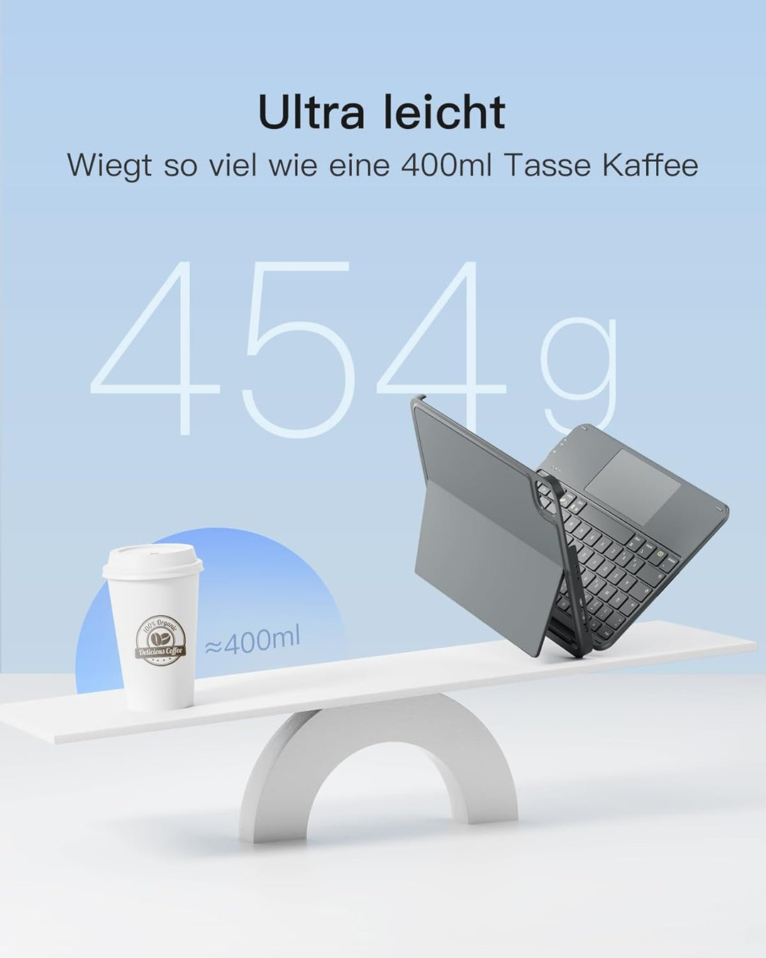 Inateck Hülle mit Tastatur für iPad Pro 11 2024, ACE Touch Ultraleichte Tastatur Abnehmbar, mit Touc