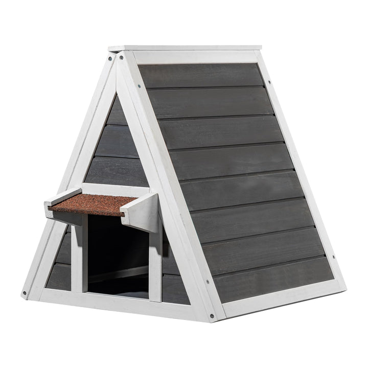 Wiltec Wetterfestes Katzenhaus 50 x 50 x 54 cm aus Holz, Katzenhütte Outdoor, Katzenhöhle mit Eingan
