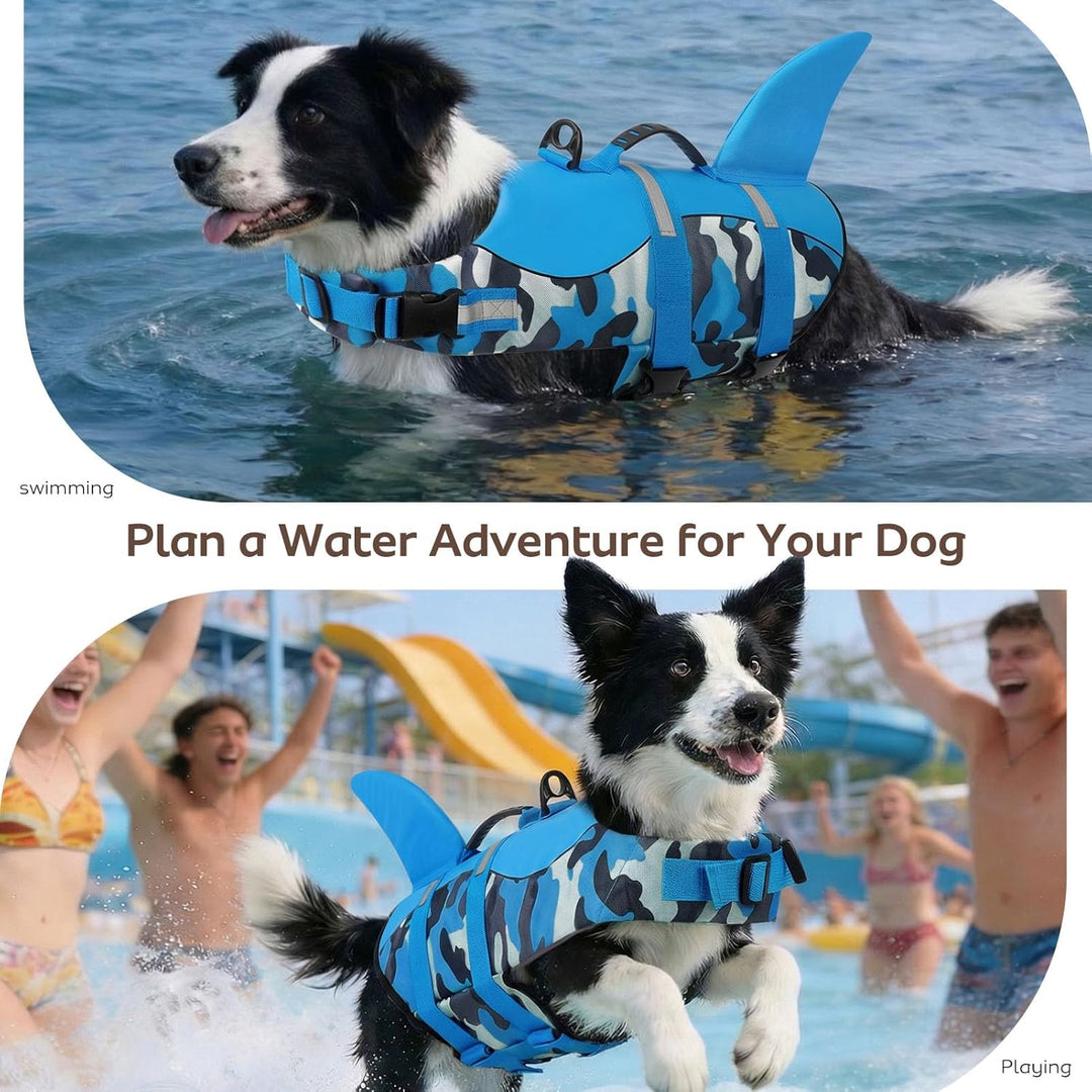 CITÉTOILE Schwimmweste Hunde Hai, Leicht und Sicher für Wassersport, hundeschwimmweste mit Griff und