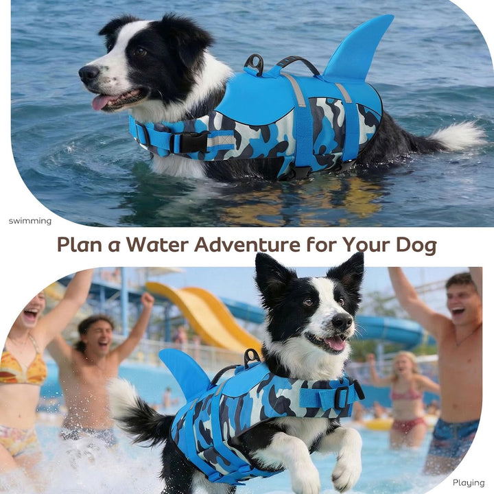 CITÉTOILE Schwimmweste Hunde Hai, Leicht und Sicher für Wassersport, hundeschwimmweste mit Griff und