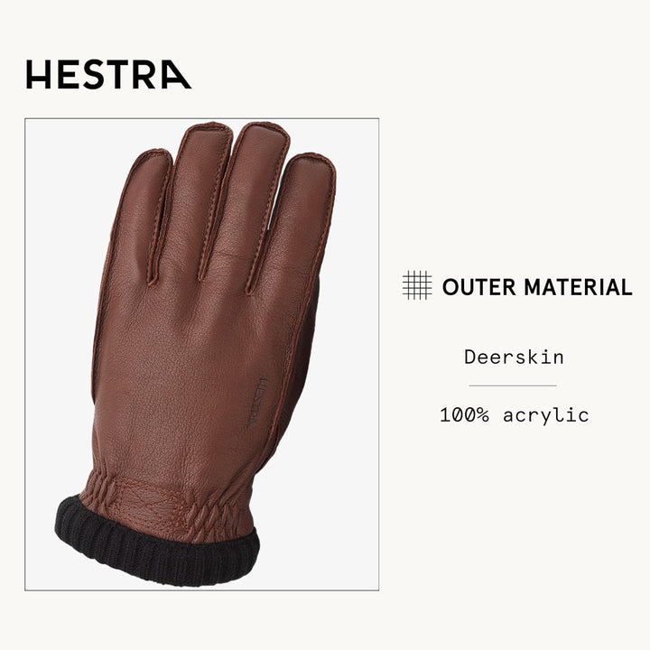 Hestra Deerskin Primaloft Rib Handschuhe Lederhandschuhe Fingerhandschuhe Mit Futter M Dunkelbraun,