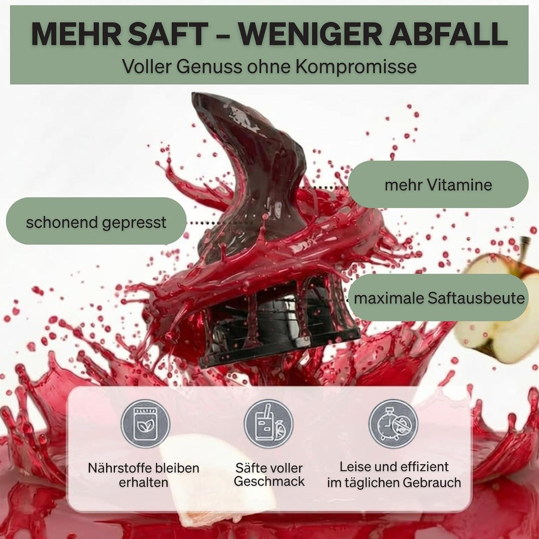 Entsafter, 250W Slow Juicer Kaltentsafter mit Holz-Untersetzern & 130 mm XXL Einfüllschacht für ganz