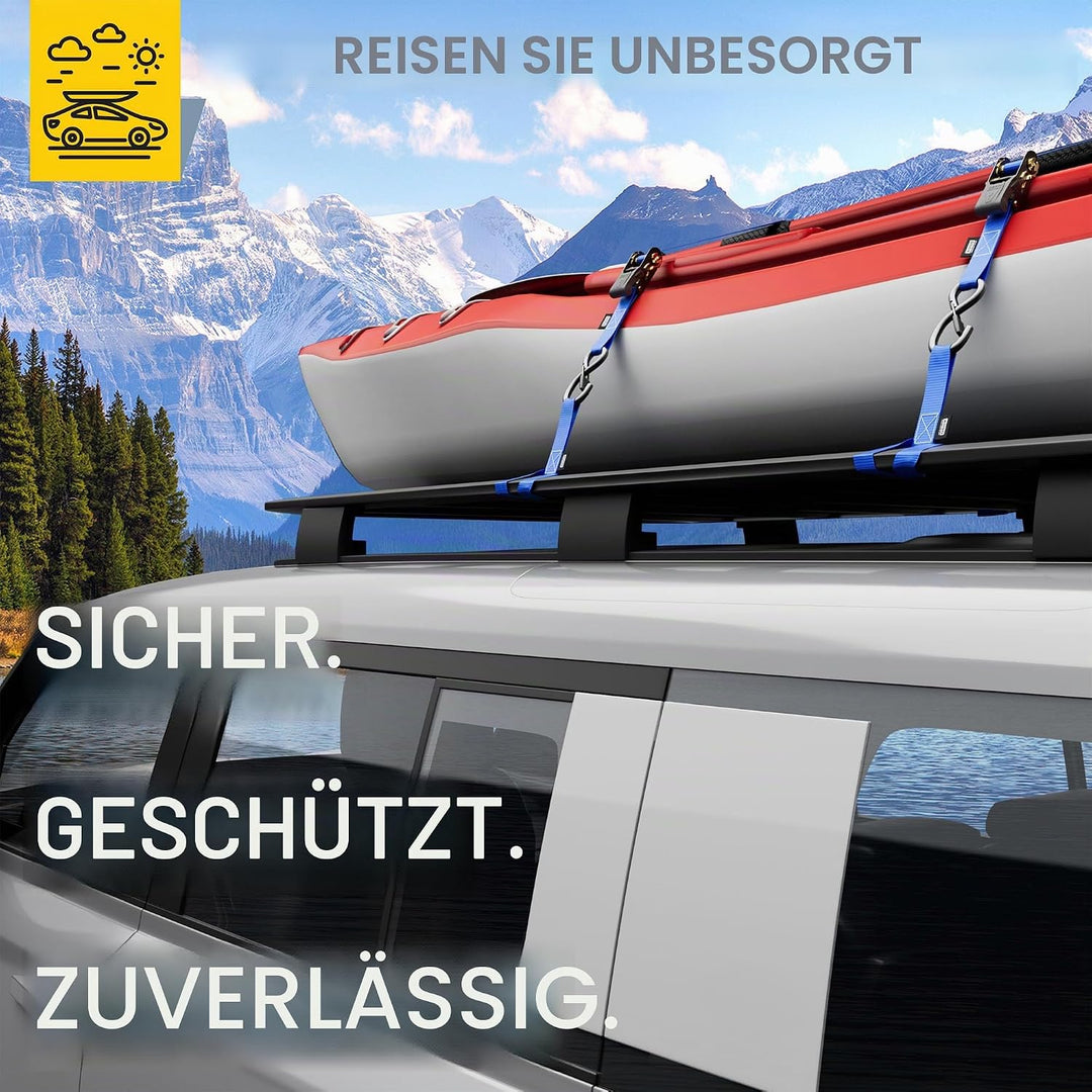 AUGO Spanngurte mit Ratsche – 4 Stück – 4,5 m–1000 kg Tragkraft – Lastengurte für bewegliche Geräte,