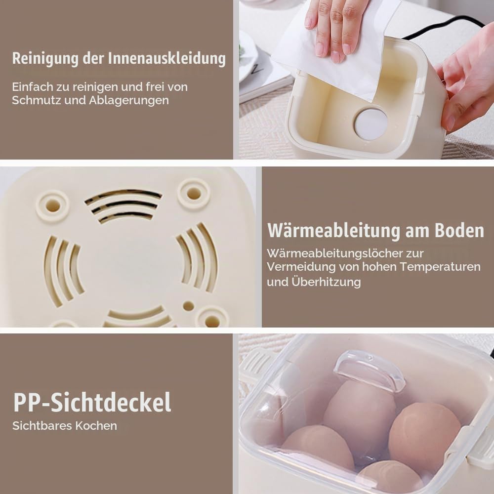 Elektrischer Eierkocher Mit Touch-Taste für 4-6 Eier - Smart Reservation Mehrzweck-Eierdampfer für W