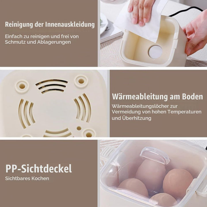 Elektrischer Eierkocher Mit Touch-Taste für 4-6 Eier - Smart Reservation Mehrzweck-Eierdampfer für W
