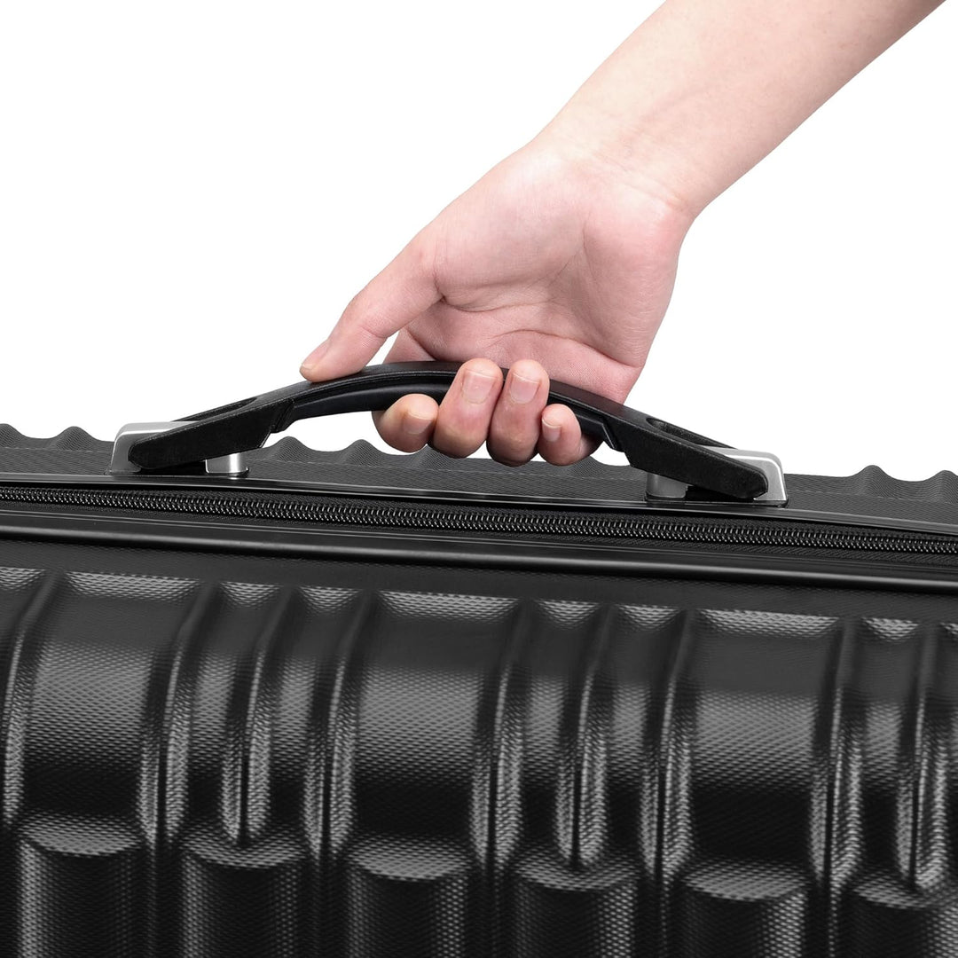 Zelsius Koffer Set 4 Stück, Schwarz | ABS Hartschalenkoffer mit Zahlenschloss, 4 Rollen und Innen Tr