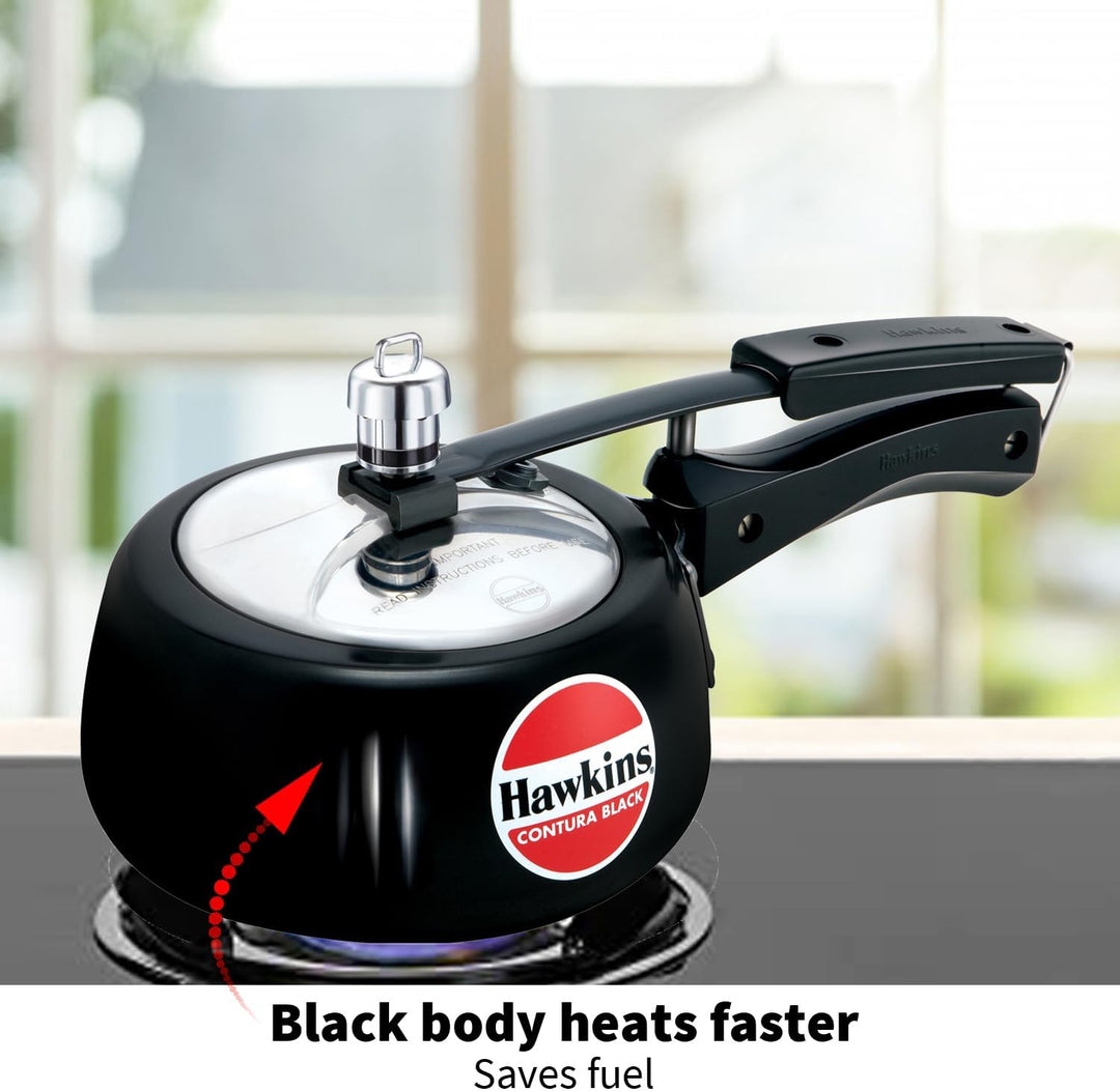 HAWKINS CB15 harteloxierter Schnellkochtopf, aluminium, 1.5 liters, Contura Schwarz 1.5-Liter, 1.5-L
