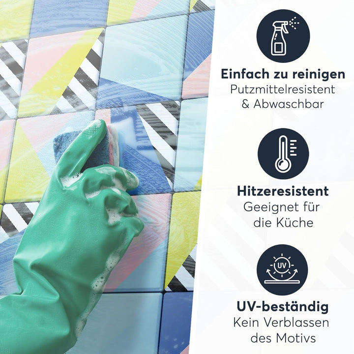 30 Stück Fliesenfolie für Bad und Küche 10x10 cm - Mosaikfliesen, Fliesensticker - Sticker Fliesen s