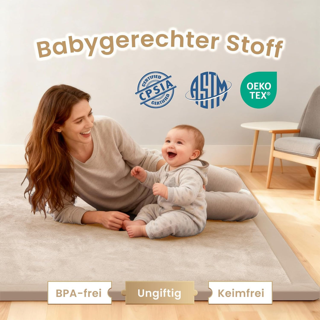 ACOMOPACK Baby Krabbelmatte 127x127x3.5cm Dicke Spielmatte mit Schaumfüllung Rutschfester Unterseite