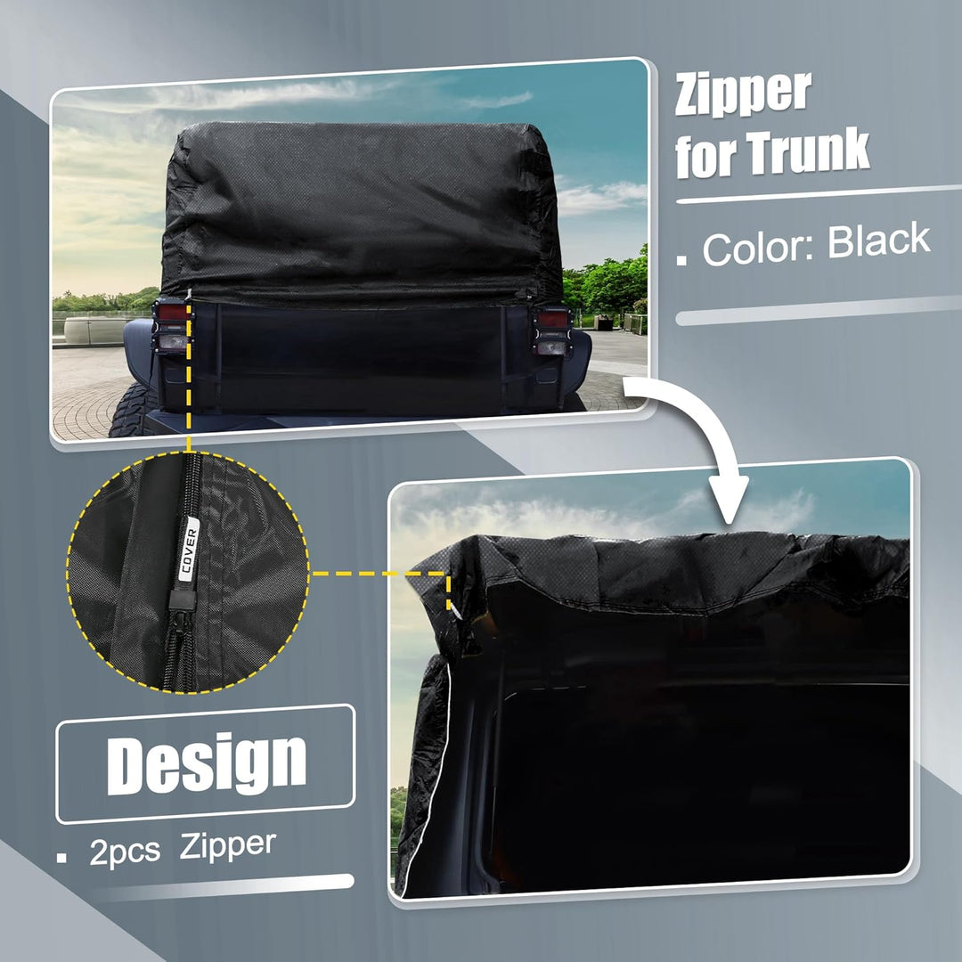 X AUTOHAUX Car Cover Cabin Cover Aussen wasserdichter Schutz 420D Oxford Black 4 Tür, 4 Tür